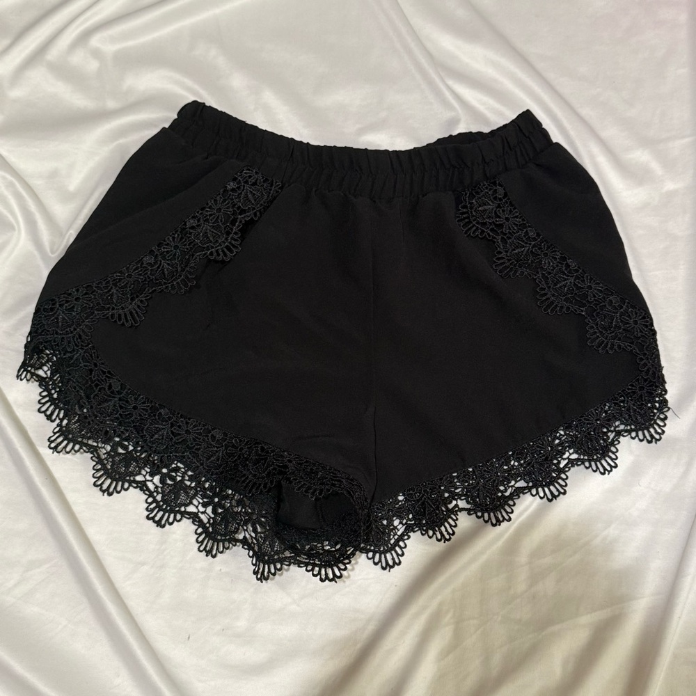 Iris Black Ruffled Shorts